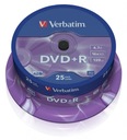 VERBATIM DVD+R 4,7GB 16x torta 25 kusov matná strieborná