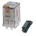 Relé 2P 230V AC/5A+BASE COIL 12V DC 55,02