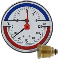 Termomanometer 120 stupňov 4 bar zadný závit 1/2 1/4