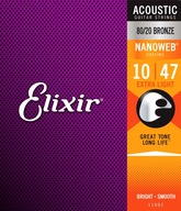 Akustické struny Elixir NanoWeb 80/20 Bronze 10-47