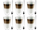 TERMÁLNE POHÁRKY NA KÁVU CAFFE ČAJ LATTE MACCHIATO S LYŽIČKAMI 6 KS