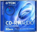 TDK CD-RW AUDIO 1 ks. viacnásobné nahrávanie nahrávacích staníc