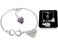 Strieborný náramok s kr. Swarovski Infinity Heart GRAVÍROVANIE 925 striebro