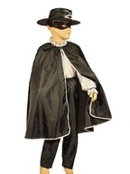 ZORRO outfit prevlek kostým 134-140 klobúk