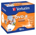 VERBATIM DVD-R 4,7 GB VYTLAČITEĽNÉ V KRABIČKÁCH 43521