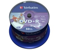 VERBATIM DVD+R 4,7GB torta 100 NA VYTLAČENIE