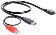 Kábel typu Y microUSB - 2x USB 3.0 pre 50 cm disk