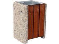 Betónový kôš s drevenými lamelami 60l