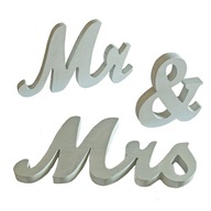 Nápis "Mr&Mrs" strieborný MAT wood 3D