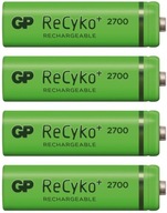 4 x GP Recyko + AA Batéria R6 2700 VÝKONNÝ nový 1.2