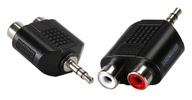 Adaptér JACK 3,5 - 2x RCA CHINCH M/F