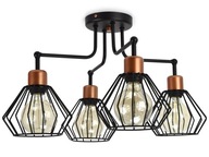 Stropné svietidlo Loft Edison vyrobené z drôteného drôtu 720-4