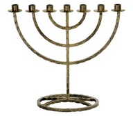 Svietnik Menorah 7ka Starožitné zlaté kovové svietniky