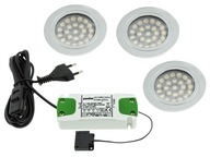 Sada 3x okrúhle LED svietidlo 2W 12V stropné + zdroj