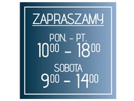 Na okienko nálepka OTVÁRACIE HODINY predajne OTVORENÉ