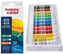 Akrylové farby HAPPY COLOR, 12 farieb, každá po 12 ml