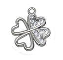 BP-55 Charms Clover s kryštálmi 15mm STRIEBORNÁ