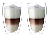 2 SKLENENÉ TERMÁLNE ŠÁLKY NA KÁVU LATTE 380ml