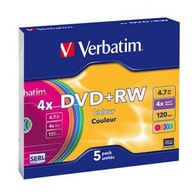 VERBATIM DVD+RW disky 4,7GB 4x 5ks JEWEL Re-Rec