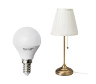 IKEA ARSTID Stolová lampa + žiarovka MOSADZNÁ biela