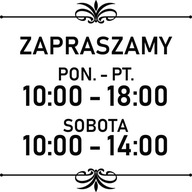 Nálepka s otváracími hodinami na skle dverí predajne, 30 cm