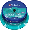 Verbatim DVD-RW 4,7 GB x4 Cake 25 NAJ