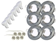 SET 6xLED GU10 7W halogénová CHROMOVÁ KRUHOVÁ LAMPA