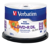 VERBATIM DVD+R DL Potlačiteľná 8,5GB torta 50 ks