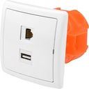 Zásuvka pod omietku 1 USB 1 RJ-45