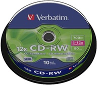 Disky Verbatim CD-RW 700 MB x12 Cake 10 kusov