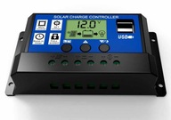 Regulátor nabíjania 30A PWM solárny 12V 24V LCD USB