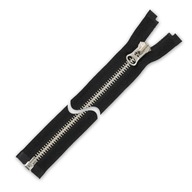 Hrubý kovový zips 90 cm striebro