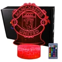 3D USB LED nočná lampa + diaľkové ovládanie MANCHESTER UNITED