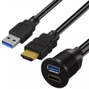 Predlžovací kábel 2m USB 3.0 HDMI zásuvkový panel OBYČAJNÝ