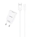 USAMS nástenná nabíjačka. 1xUSB T21 lightning white/wh