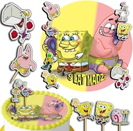 SADA TORTOVÝCH TORT 20CM + PAPIEROVÉ POVRCHY - SPONGEBOB + MENO 15CM 18