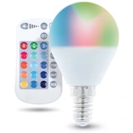 LED žiarovka E14 G45 RGB + Biela 5W s diaľkovým ovládaním 250lm