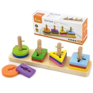 Drevené kocky Viga Toys s triedičom tvaru Montessori