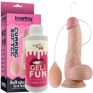 TVRDÉ REALISTICKÉ DILDO 18CM STRIEKANIE + UMELÉ SEMIENKO, lubrikant