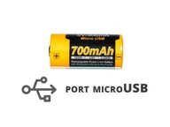 Li-ion 16340 RCR123 700mAh 3,6V USB batéria