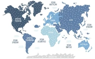 Pastelovo modré samolepky na stenu MAPA SVETA