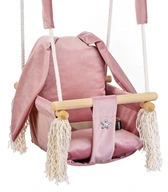 Detská hojdačka s opierkou DoM garden - Rabbit Pink Grey CE PL Belts