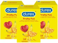 DUREX FRUITY FUN mix sada kondómov s príchuťou, jahoda, ovocie, 54 ks