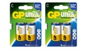 4 kusy GP ULTRA Plus R14 C alkalická batéria 1,5V