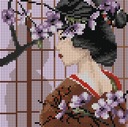 Cross -Eembroidery Set, Canvas+Mulina+Geisha ihly (5337) 18x18cm tapiséria