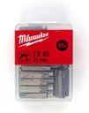 Milwaukee TORX 40 bitov 25 mm Hrot z nehrdzavejúcej ocele 25 kusov