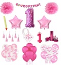 Set XL Balóny One Year First Birthday 1 pink