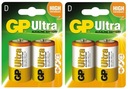 4 x alkalická batéria R20 D LR20 1,5V ULTRA E95