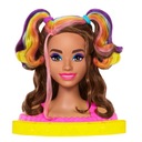 Barbie Styling Head Neon Rainbow Brown Hair HMD80 MATTEL