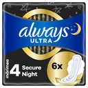 6x6=36 ks Always Ultra Secure Night (veľkosť 4) Hygienické vložky s krídelkami